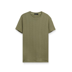 Men's Textured Knit T-Shirt – Relaxed Fit Casual Crew Neck