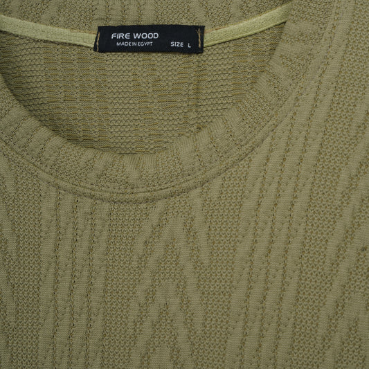 Men's Textured Knit T-Shirt – Relaxed Fit Casual Crew Neck