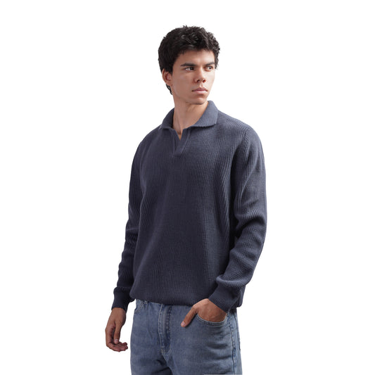 Men’s Polo Collar Knit Sweater Long Sleeve Soft & Comfortable Fit