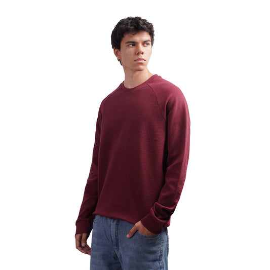Men’s Ribbed Raglan Crewneck Sweatshirt – Casual Long Sleeve Crewneck Pullover