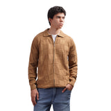 Men’s Zip-Up Knitted JacketTextured Long Sleeve Sweater Jacket