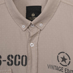 Men's Short Sleeve Casual Button Down Shirt – Printed Vintage Style with Chest Pockets