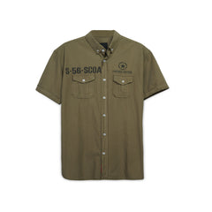 Men's Short Sleeve Casual Button Down Shirt – Printed Vintage Style with Chest Pockets