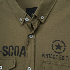 Men's Short Sleeve Casual Button Down Shirt – Printed Vintage Style with Chest Pockets