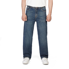 Men’s Wide Leg Jeans – Classic Denim Pants with Faded Detail
