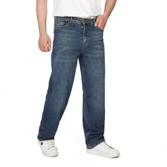 Men’s Wide Leg Jeans – Classic Denim Pants with Faded Detail
