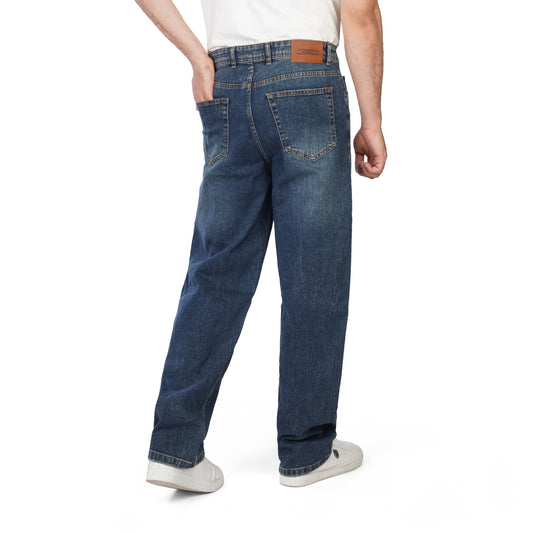 Men’s Wide Leg Jeans – Classic Denim Pants with Faded Detail