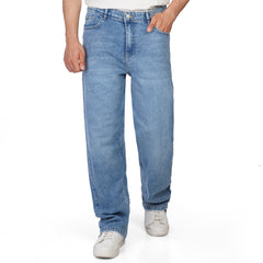 Men’s Wide Leg Jeans – Classic Denim Pants with Faded Detail