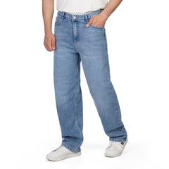 Men’s Wide Leg Jeans – Classic Denim Pants with Faded Detail