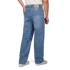 Men’s Wide Leg Jeans – Classic Denim Pants with Faded Detail