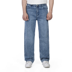 Men’s Wide Leg Jeans – Classic Denim Pants with Faded Detail