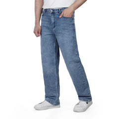 Men’s Wide Leg Jeans – Classic Denim Pants with Faded Detail