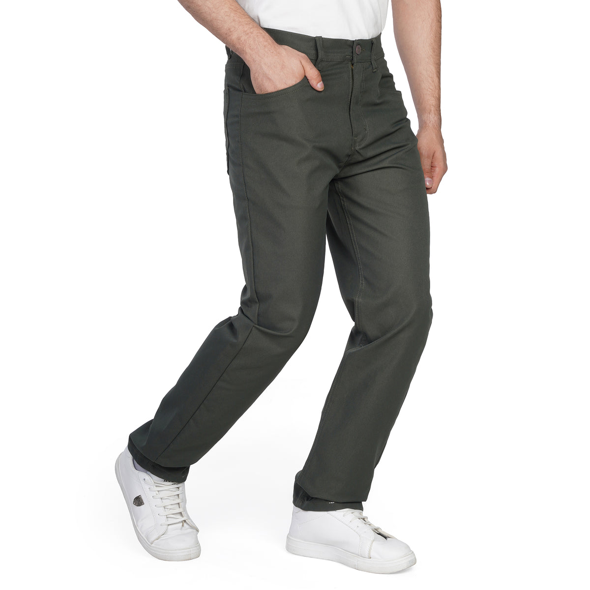 Men's Regular Fit Gabardine Pants – Classic Beige Casual Trousers