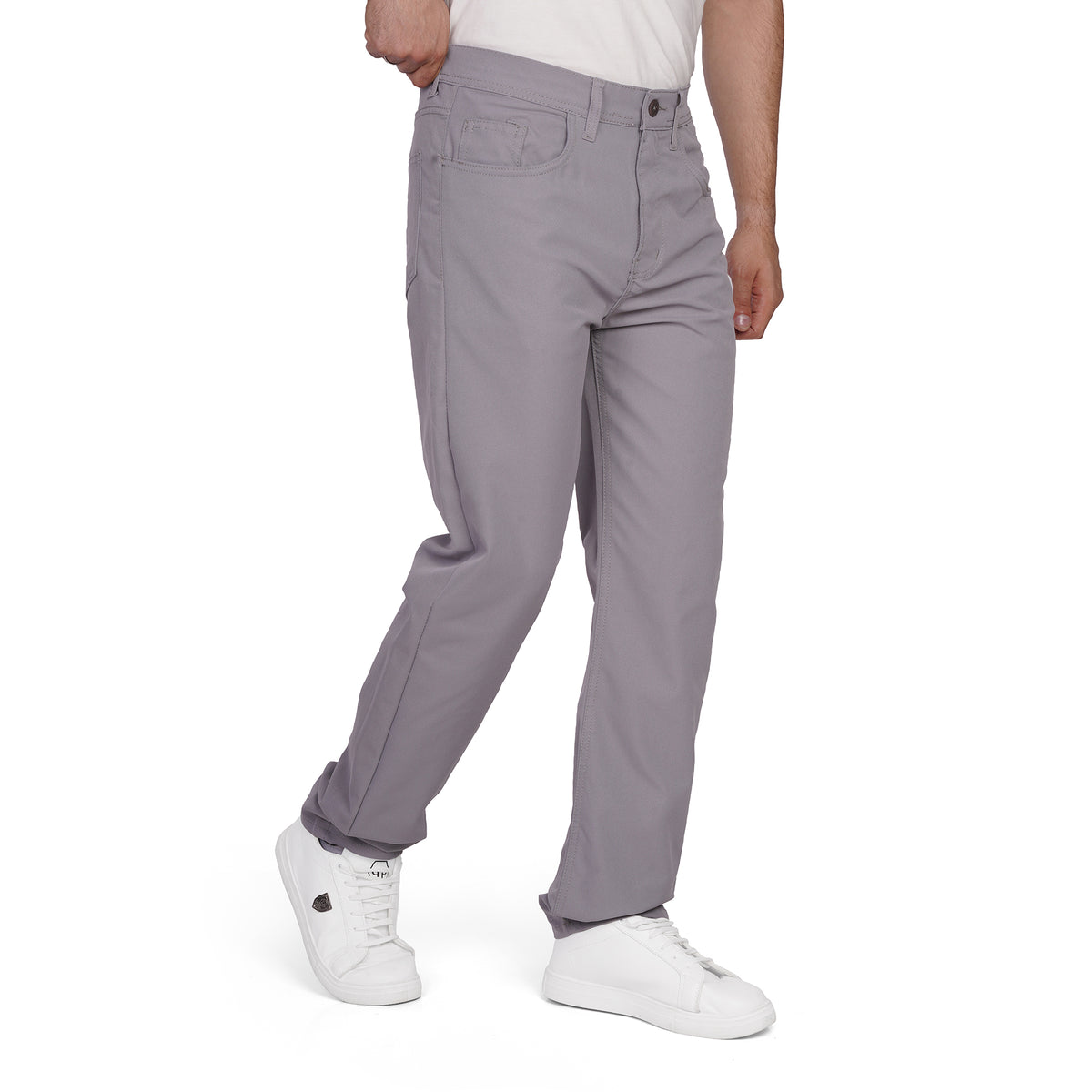 Men's Regular Fit Gabardine Pants – Classic Beige Casual Trousers