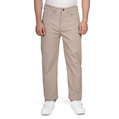 Men's Regular Fit Gabardine Pants – Classic Beige Casual Trousers