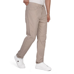 Men's Regular Fit Gabardine Pants – Classic Beige Casual Trousers