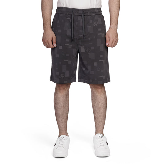 Men's Performance Training Shorts with Geometric Print & Drawstring Waist