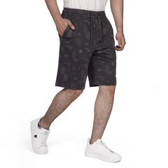Men's Performance Training Shorts with Geometric Print & Drawstring Waist