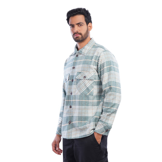 Men’s Plaid Shirt Jacket Long Sleeve Button Front Casual Layering Style