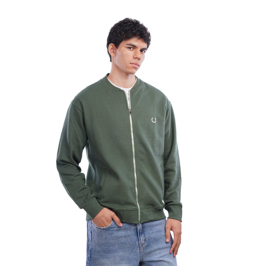Men’s Zip Up Sweatshirt Casual Bomber Style Jacket with Front Pockets