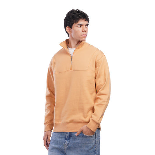 Men’s Half Zip Sweatshirt – High Neck Long Sleeve , Regular Fit