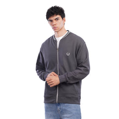 Men’s Zip Up Sweatshirt Casual Bomber Style Jacket with Front Pockets
