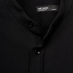 Men’s Textured Short Sleeve Button-Up Shirt – Mandarin Collar Casual Overshirt