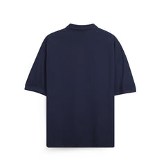 Men’s Washed Oversized Polo T-Shirt – Embroidered Casual Tee