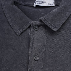 Men’s Washed Oversized Polo T-Shirt – Embroidered Casual Tee