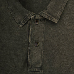 Men’s Washed Oversized Polo T-Shirt – Embroidered Casual Tee