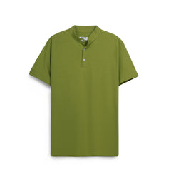Men’s Mandarin Collar Polo T-Shirt – Short Sleeve Casual Slim Fit Tee