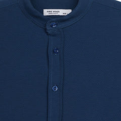 Men’s Textured Short Sleeve Button-Up Shirt – Mandarin Collar Casual Overshirt