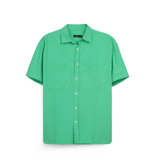 Men’s Short Sleeve Button-Up Shirt – Casual Dual Pocket Cotton Shirt