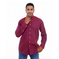 Casual Solid Button-Down Shirt Long Sleeve For Men