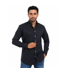 Casual Solid Button-Down Shirt Long Sleeve For Men