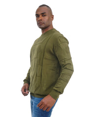 Men’s Textured Knit Pullover Crew Neck Soft Fabric Casual Fit