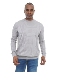 Men’s Textured Knit Pullover Crew Neck Soft Fabric Casual Fit