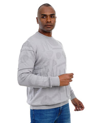 Men’s Textured Knit Pullover Crew Neck Soft Fabric Casual Fit