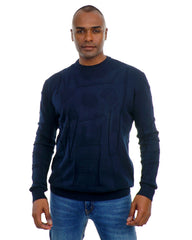 Men’s Textured Knit Pullover Crew Neck Soft Fabric Casual Fit