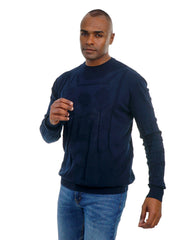 Men’s Textured Knit Pullover Crew Neck Soft Fabric Casual Fit