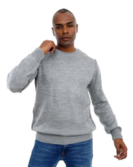 Men’s Textured Knit Pullover Crew Neck Soft Fabric Casual Fit