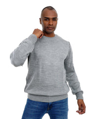 Men’s Textured Knit Pullover Crew Neck Soft Fabric Casual Fit