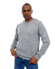 Men’s Textured Knit Pullover Crew Neck Soft Fabric Casual Fit