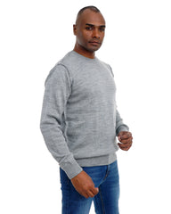 Men’s Textured Knit Pullover Crew Neck Soft Fabric Casual Fit