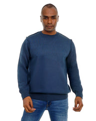 Men’s Textured Knit Pullover Crew Neck Soft Fabric Casual Fit