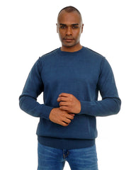 Men’s Textured Knit Pullover Crew Neck Soft Fabric Casual Fit