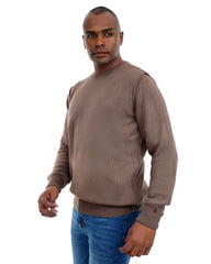 Men’s Textured Knit Pullover Crew Neck Soft Fabric Casual Fit