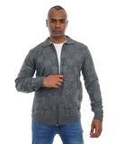 Men’s Zip-Up Knitted JacketTextured Long Sleeve Sweater Jacket