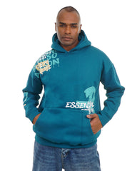 Men’s Printed Hooded Sweatshirt with Front Pocket – Casual Cotton Hoodie