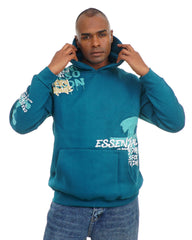 Men’s Printed Hooded Sweatshirt with Front Pocket – Casual Cotton Hoodie